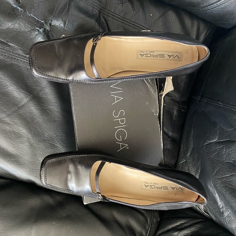 Via Spiga Canossa Black Kerala Calf Leather Mary Jane Heels 8.5M